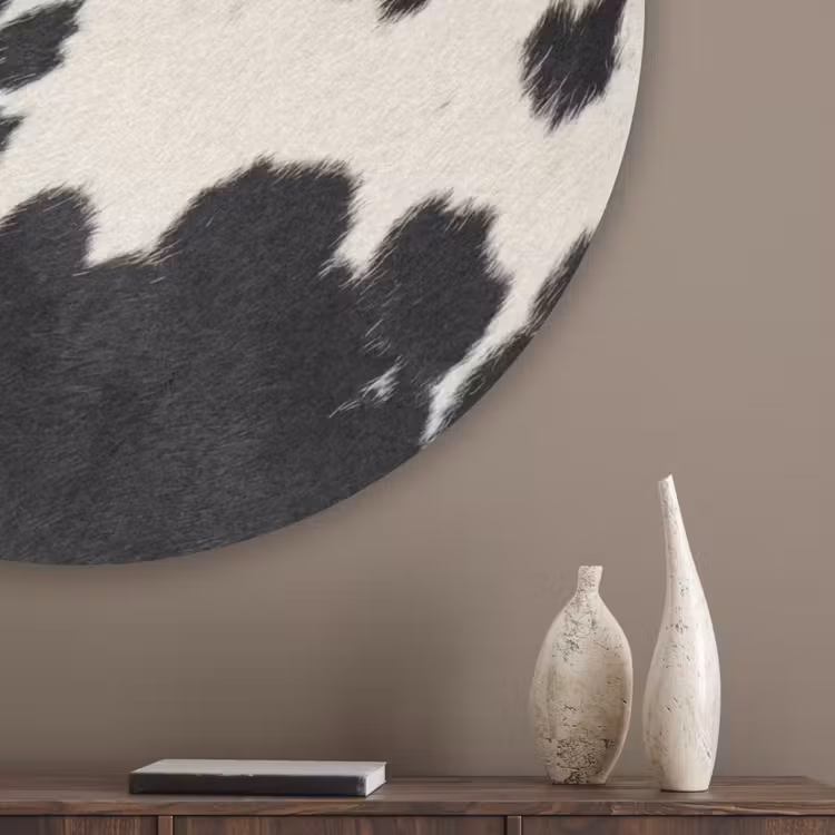 Patroon - Vacht - Zwart - Wit Akoestische PET Vilt - Rond klein -sfeer5_closeup
