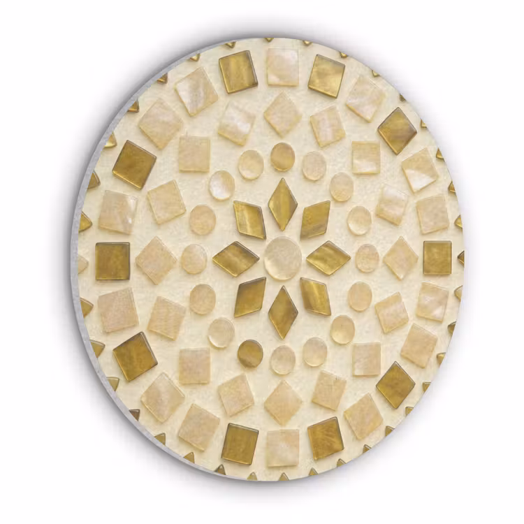 Patroon - Vormen - Mozaïek - Abstract - Goud Akoestische PET Vilt - Rond klein -3d