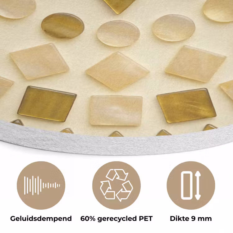 Patroon - Vormen - Mozaïek - Abstract - Goud Akoestische PET Vilt - Rond klein -closeup_NL