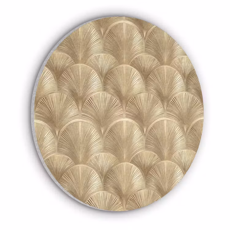 Patroon - Waaier - Goud Akoestische PET Vilt - Rond klein 838 -3d