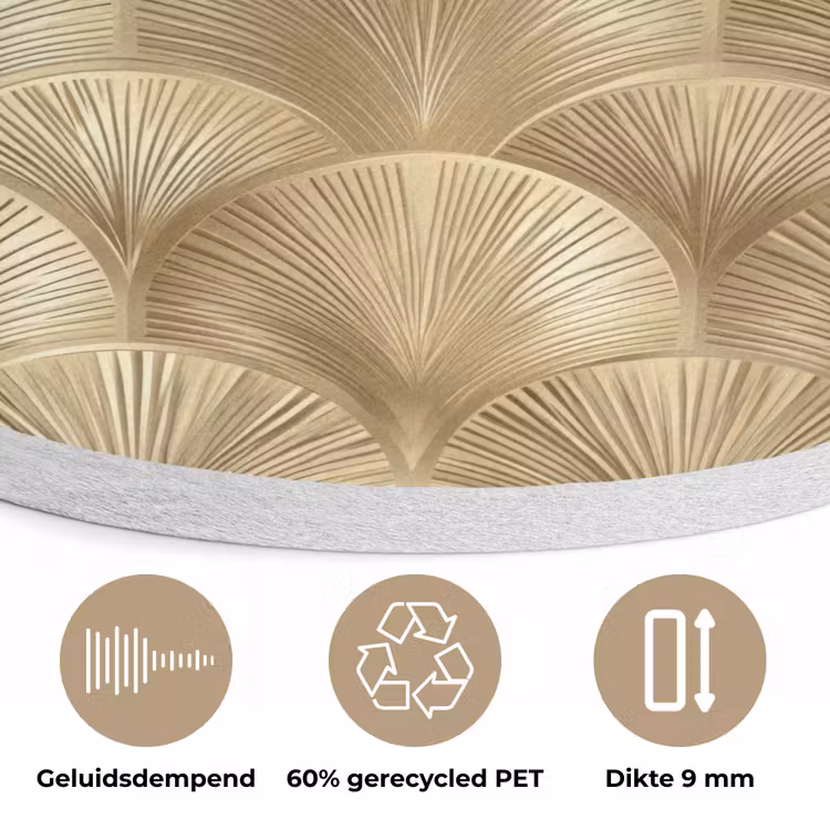 Patroon - Waaier - Goud Akoestische PET Vilt - Rond klein 838 -closeup_NL