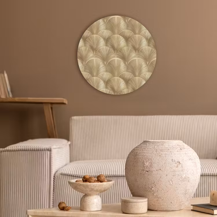 Patroon - Waaier - Goud Akoestische PET Vilt - Rond klein 838 -sfeer1