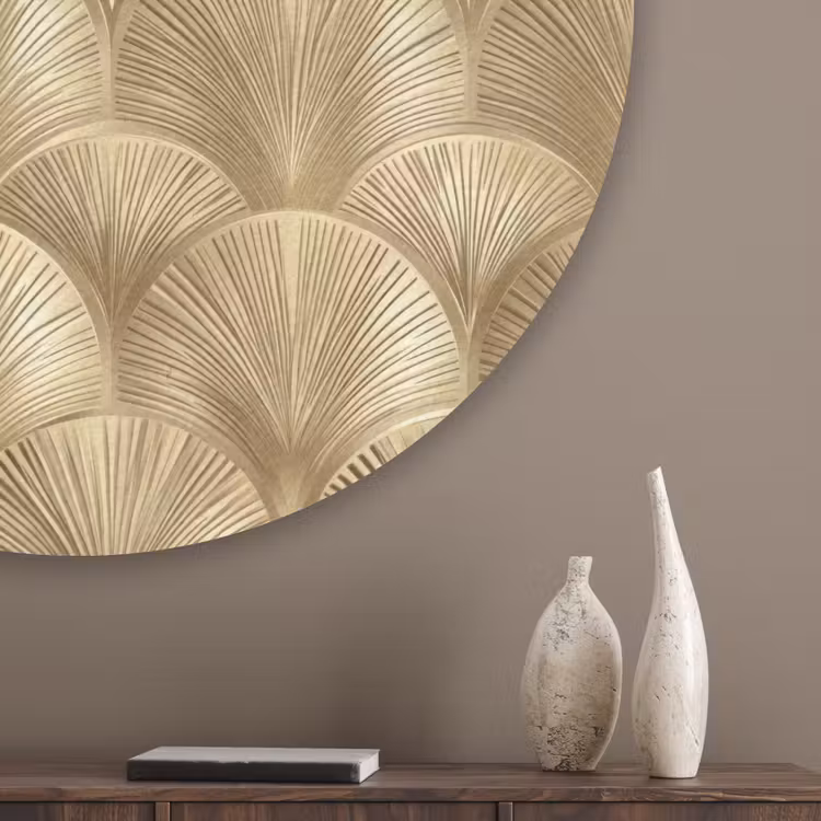 Patroon - Waaier - Goud Akoestische PET Vilt - Rond klein 838 -sfeer5_closeup