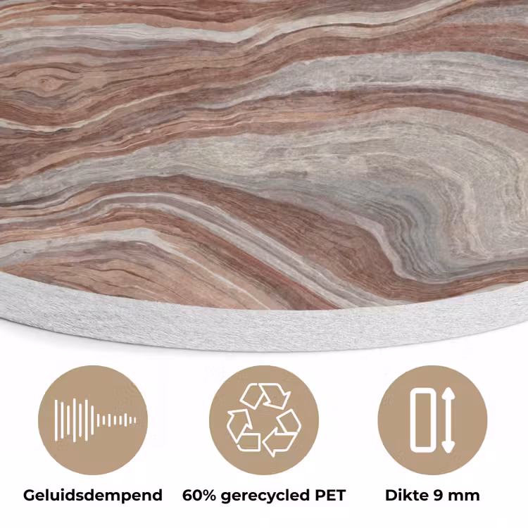 Patroon - Zandsteen - Travertijn Akoestische PET Vilt - Rond klein 838 -closeup_NL