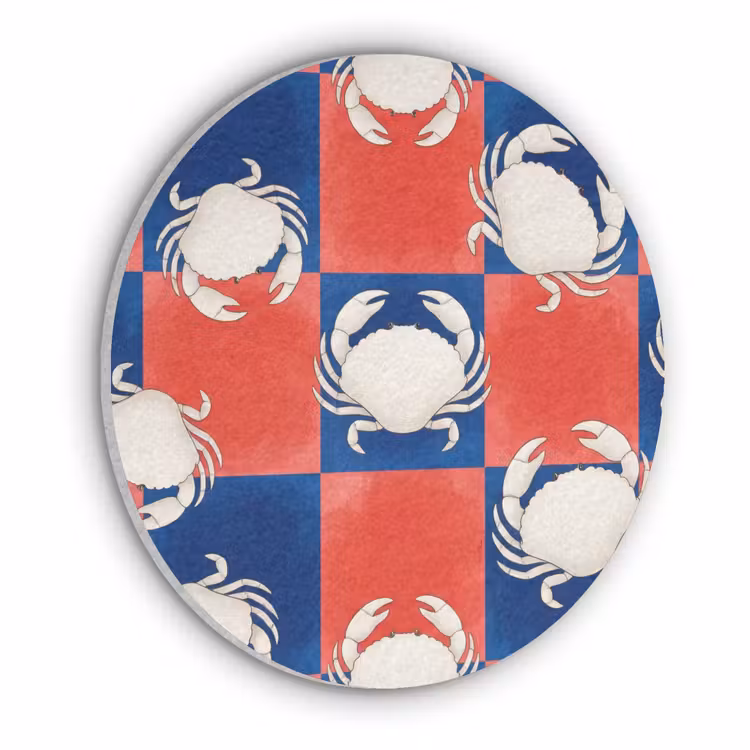 Patroon - Zeeleven - Rood - Blauw - Abstract Akoestische PET Vilt - Rond klein -3d