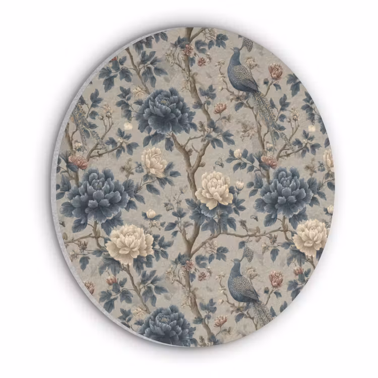 Pauw - Bloemen - Blauw Akoestische PET Vilt - Rond klein 838 -3d
