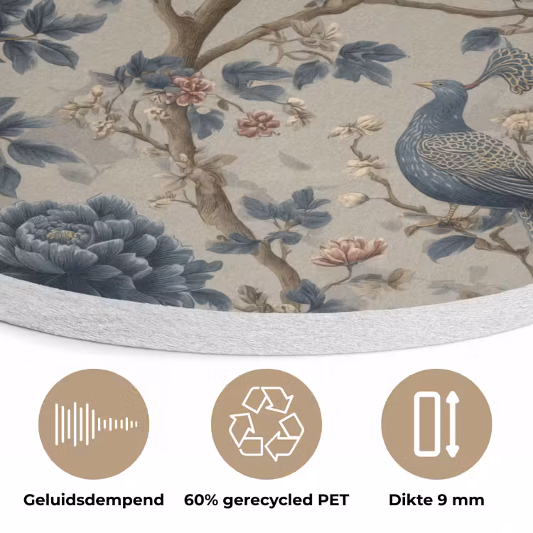 Pauw - Bloemen - Blauw Akoestische PET Vilt - Rond klein 838 -closeup_NL