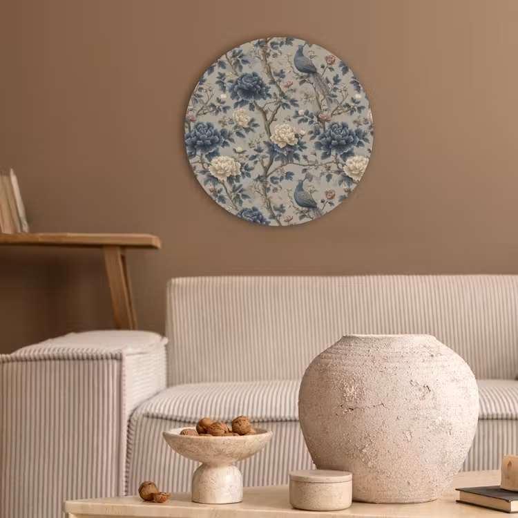 Pauw - Bloemen - Blauw Akoestische PET Vilt - Rond klein 838 -sfeer1