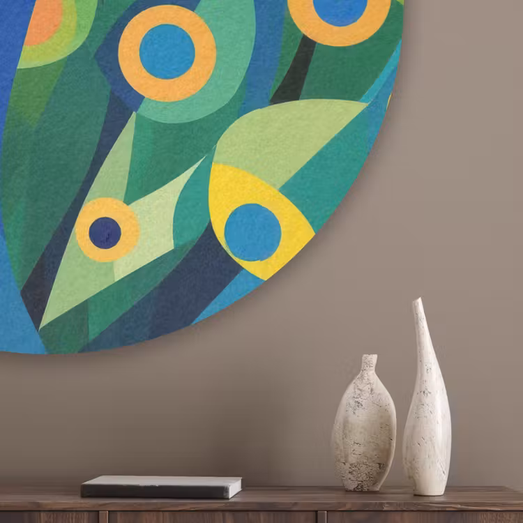 Pauw - Cirkels - Blauw Akoestische PET Vilt - Rond klein -sfeer5_closeup