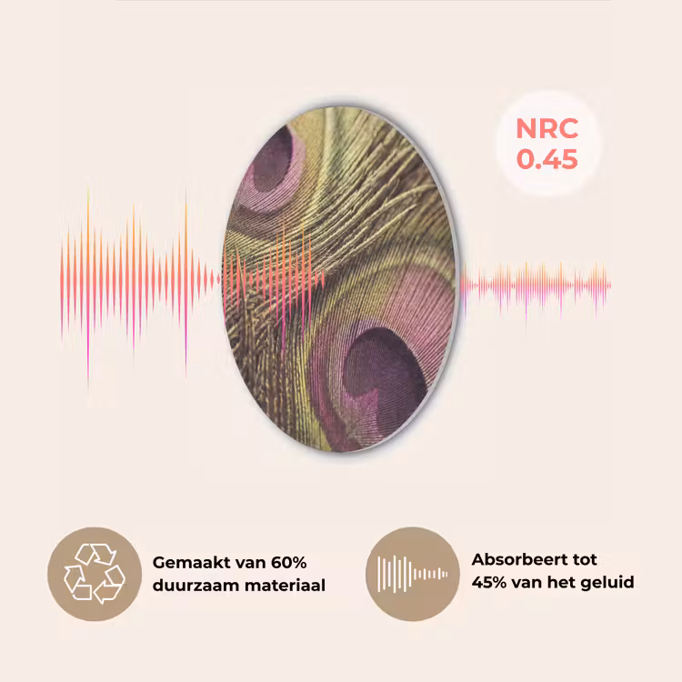 Pauw - Veren - Paars - Groen Akoestische PET Vilt - Rond klein -USP_NL