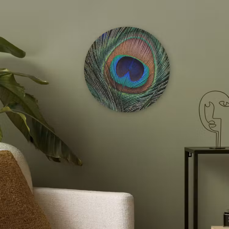Pauwenveren - Klassiek - Groen Akoestische PET Vilt - Rond klein -sfeer2