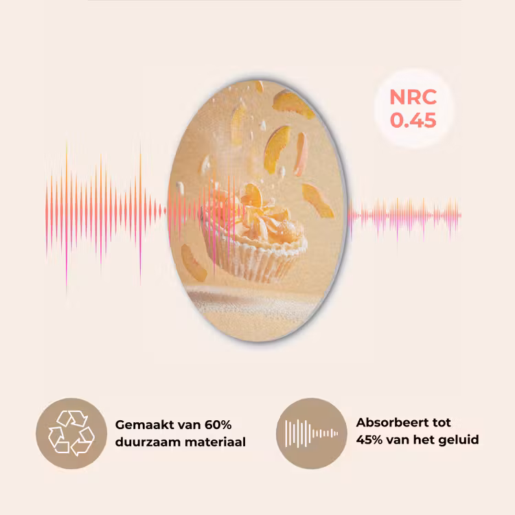 Peach - Eten - Taart - Oranje Akoestische PET Vilt - Rond klein -USP_NL