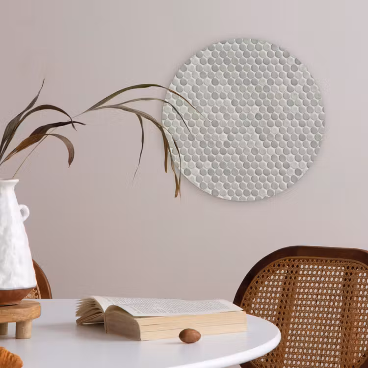 Penny - Mozaïek - Lichtgrijs Akoestische PET Vilt - Rond klein 838 -sfeer3