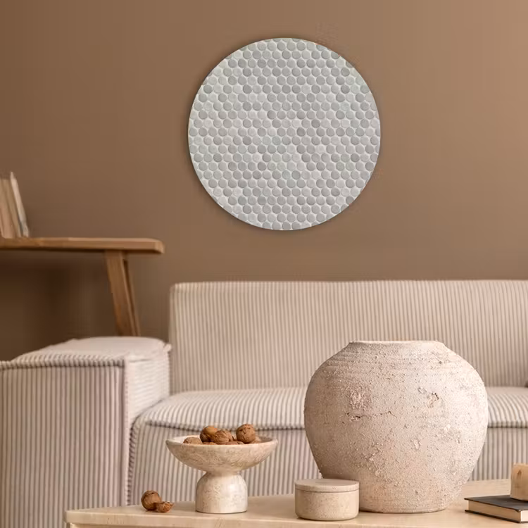 Penny - Mozaïek - Lichtgrijs Akoestische PET Vilt - Rond klein 838 -sfeer1
