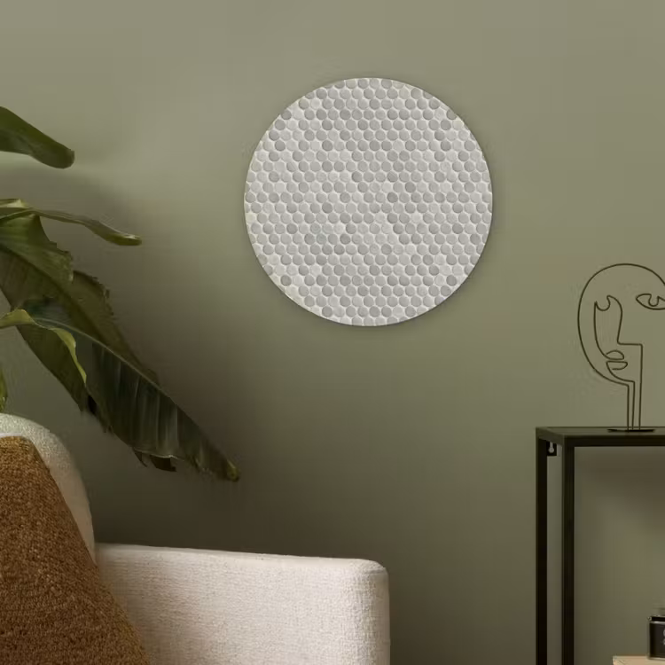 Penny - Mozaïek - Lichtgrijs Akoestische PET Vilt - Rond klein 838 -sfeer2