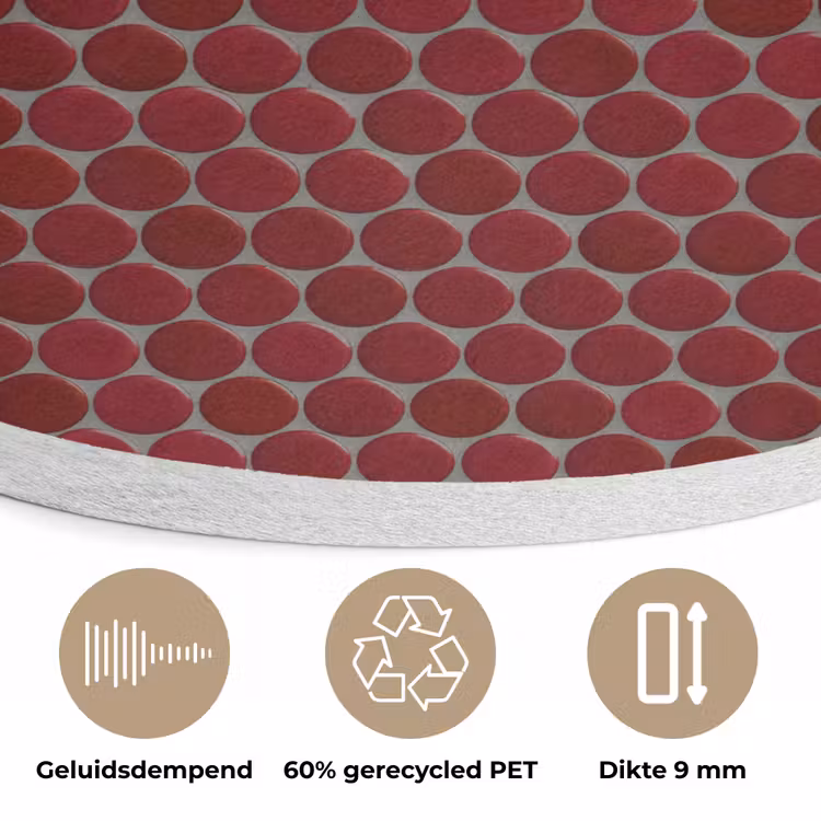 Penny - Mozaïek - Rond - Rood Akoestische PET Vilt - Rond klein 838 -closeup_NL