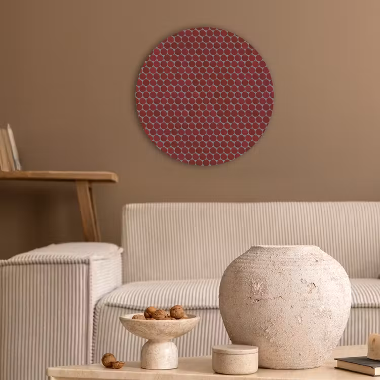 Penny - Mozaïek - Rond - Rood Akoestische PET Vilt - Rond klein 838 -sfeer1