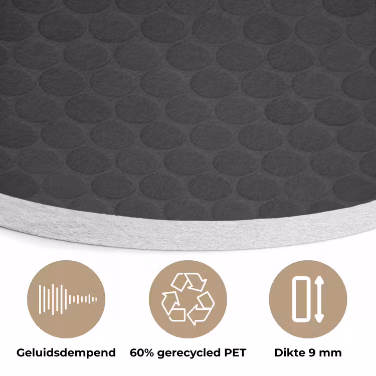 Penny - Tegel - Mat - Zwart Akoestische PET Vilt - Rond klein 838 -closeup_NL