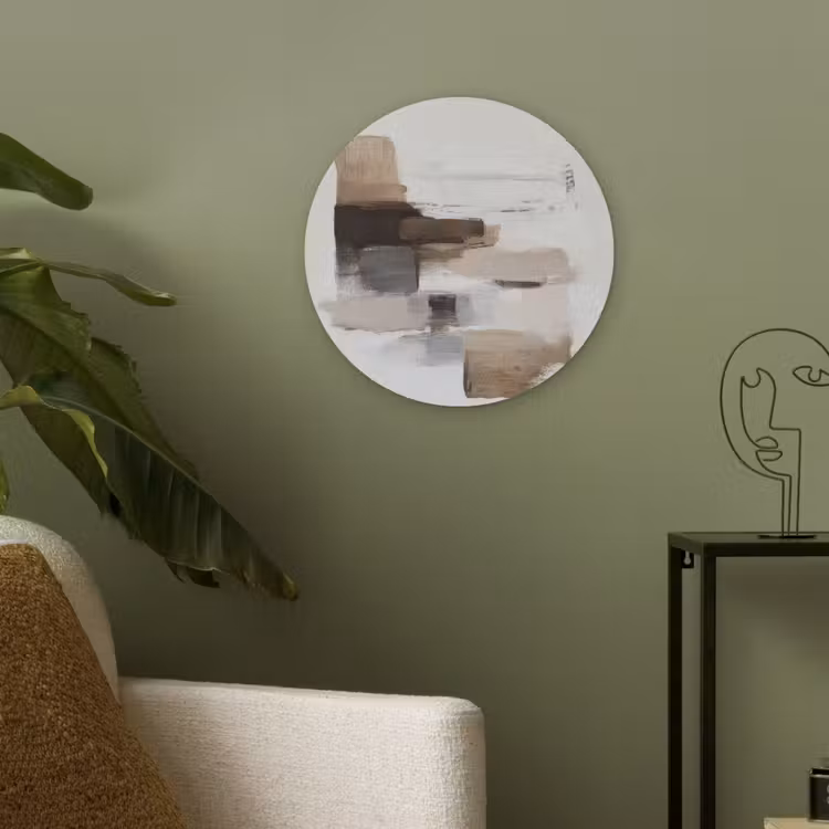 Penseelstreken - Balans - Beige - Bruin Akoestische PET Vilt - Rond klein -sfeer2