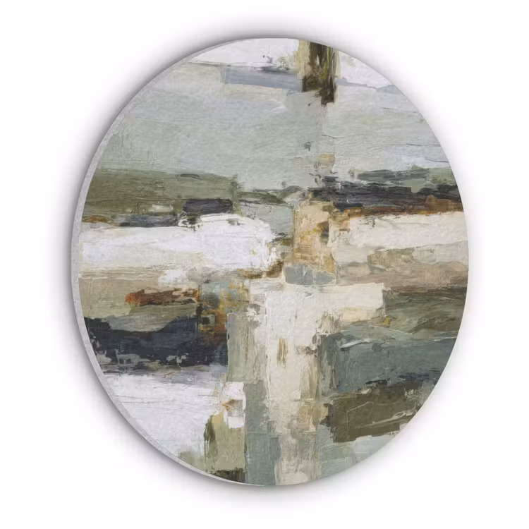 Penseelstreken - Groen - Abstract - Japandi Akoestische PET Vilt - Rond klein -3d