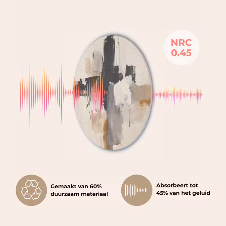 Penseelstreken - Ruw - Abstract - Beige Akoestische PET Vilt - Rond klein -USP_NL