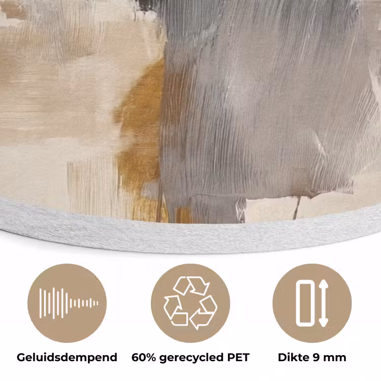 Penseelstreken - Ruw - Abstract - Beige Akoestische PET Vilt - Rond klein -closeup_NL