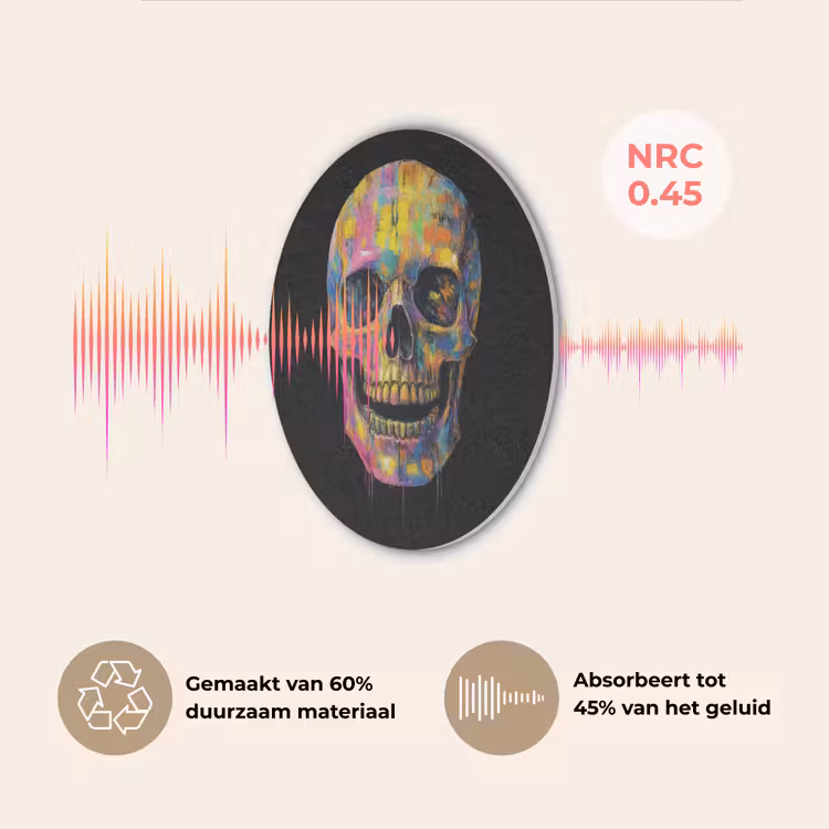 Penseelstreken - Schedel - Kleurrijk - Abstract Akoestische PET Vilt - Rond klein -USP_NL