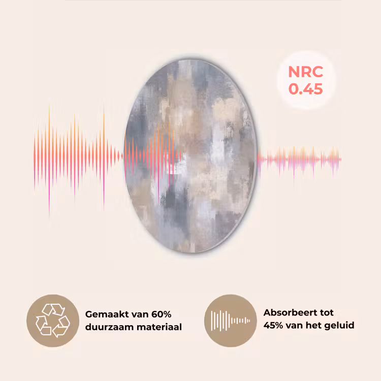 Penseelstreken - Schilderij - Beige Akoestische PET Vilt - Rond klein -USP_NL