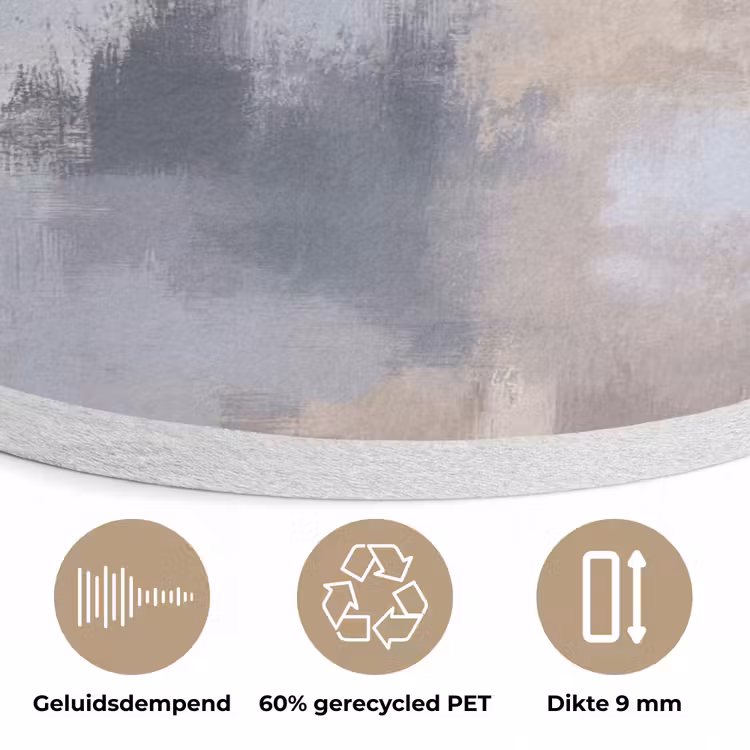 Penseelstreken - Schilderij - Beige Akoestische PET Vilt - Rond klein -closeup_NL