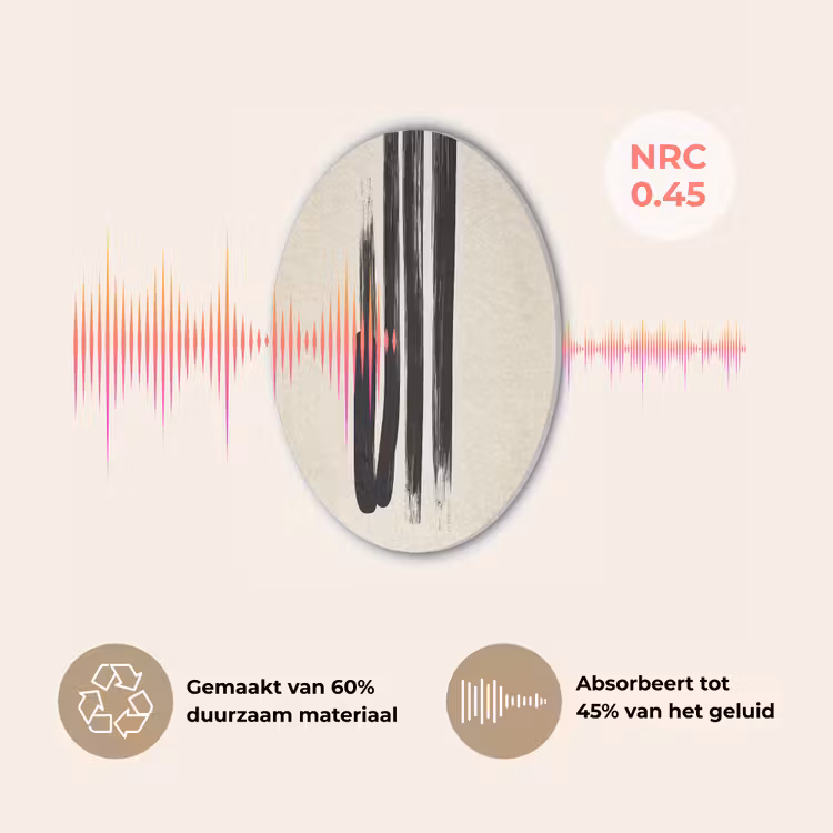 Penseelstreken - Verticaal - Zwart Akoestische PET Vilt - Rond klein -USP_NL