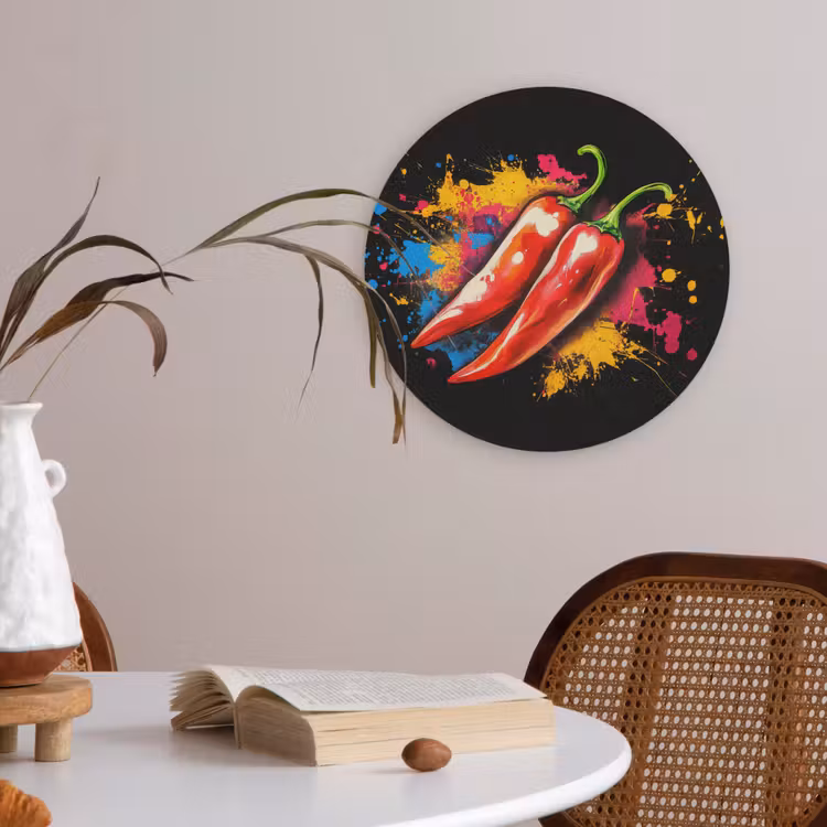 Peper - Graffiti - Verf - Abstract - Modern - Kleurrijk Akoestische PET Vilt - Rond klein -sfeer3