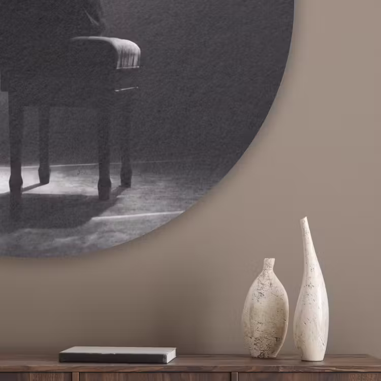 Persoon - Piano - Muziek - Zwart-wit - Podium Akoestische PET Vilt - Rond klein -sfeer5_closeup
