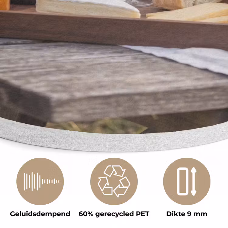 Picknick - Wijn - Kaasplankje Akoestische PET Vilt - Rond klein -closeup_NL