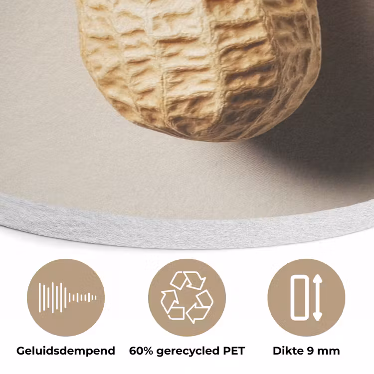 Pinda - Ruw - Beige Akoestische PET Vilt - Rond klein -closeup_NL