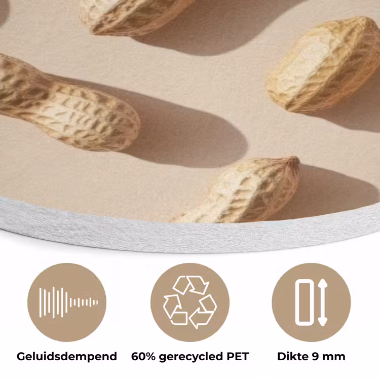 Pinda's - Patroon - Beige Akoestische PET Vilt - Rond klein -closeup_NL