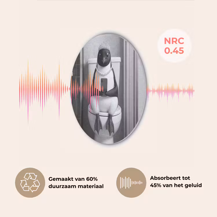Pinguïn - Telefoon - Toilet - Zwart - Wit Akoestische PET Vilt - Rond klein -USP_NL