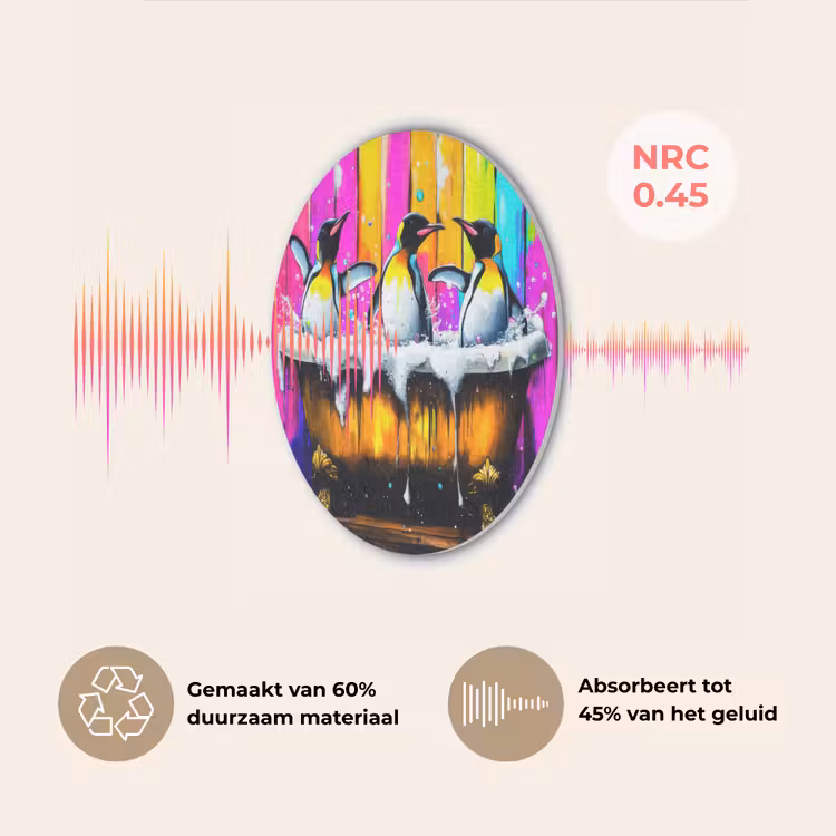 Pinguïns - Badkuip - Kleurrijk - Schuim Akoestische PET Vilt - Rond klein -USP_NL