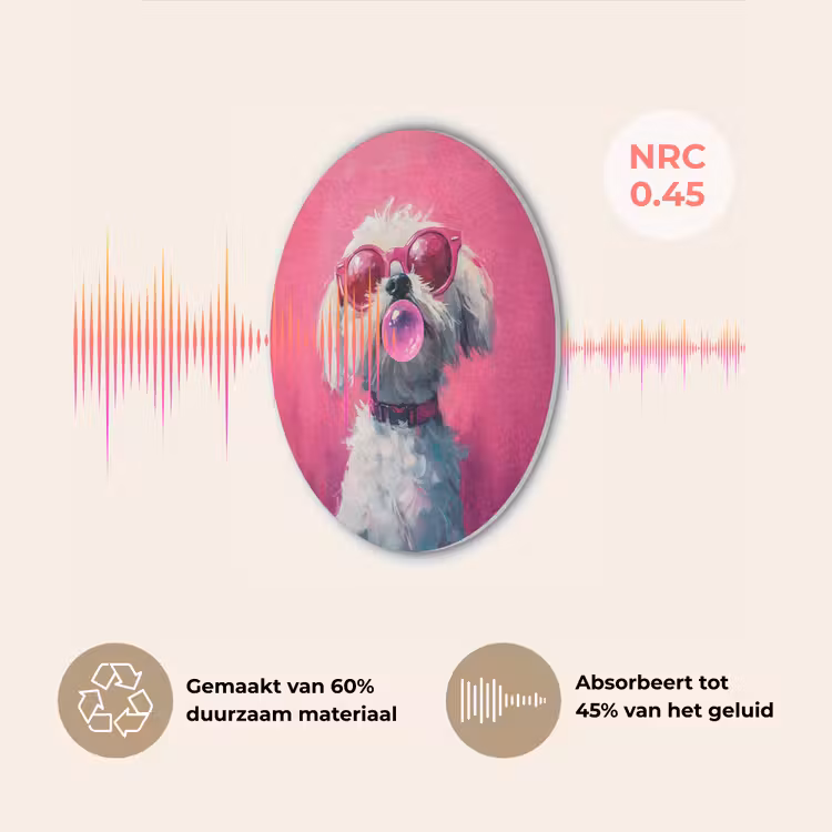 Pink - Hond - Bubbel Akoestische PET Vilt - Rond klein -USP_NL