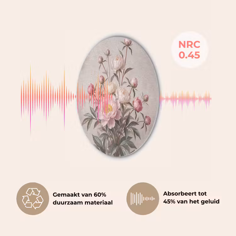 Pioenrozen - Boeket - Roze Akoestische PET Vilt - Rond klein -USP_NL