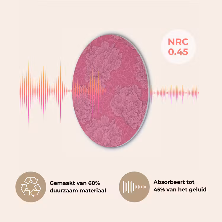 Pioenrozen - Energiek - Roze Akoestische PET Vilt - Rond klein 838 -USP_NL