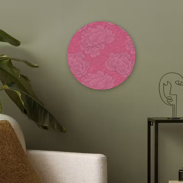 Pioenrozen - Energiek - Roze Akoestische PET Vilt - Rond klein 838 -sfeer2