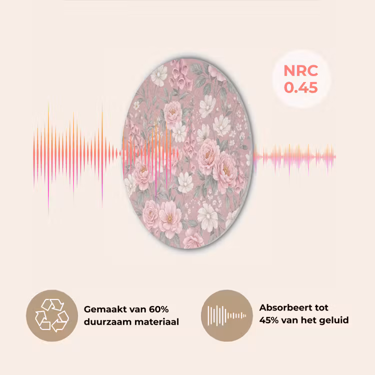 Pioenrozen - Vingerhoedskruid - Pink Akoestische PET Vilt - Rond klein -USP_NL