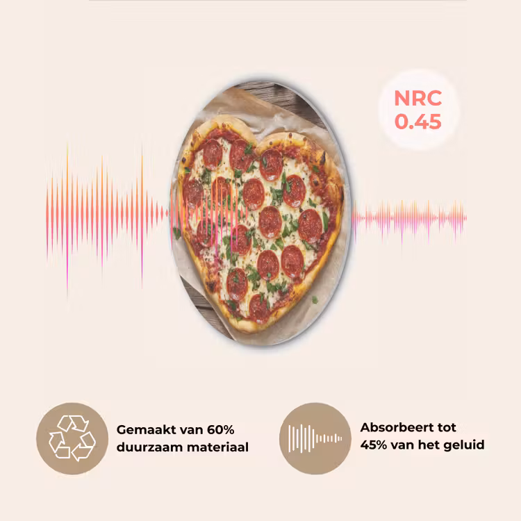 Pizza - Hart - Pepperoni - Tomaat Akoestische PET Vilt - Rond klein -USP_NL