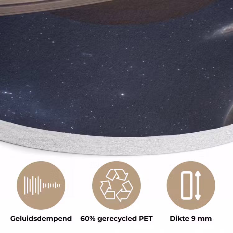 Planeten - Saturnus - Ruimte Akoestische PET Vilt - Rond klein -closeup_NL