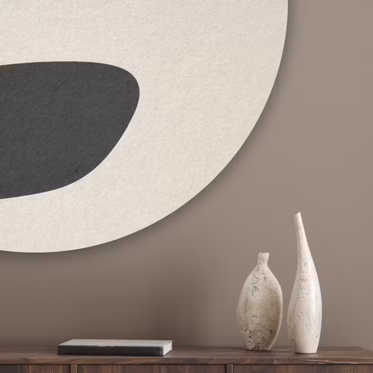 Plant - Beige - Japandi Akoestische PET Vilt - Rond klein -sfeer5_closeup
