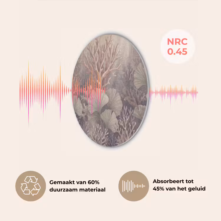 Plant - Bladeren - Zee - Illustratie - Groen Akoestische PET Vilt - Rond klein -USP_NL