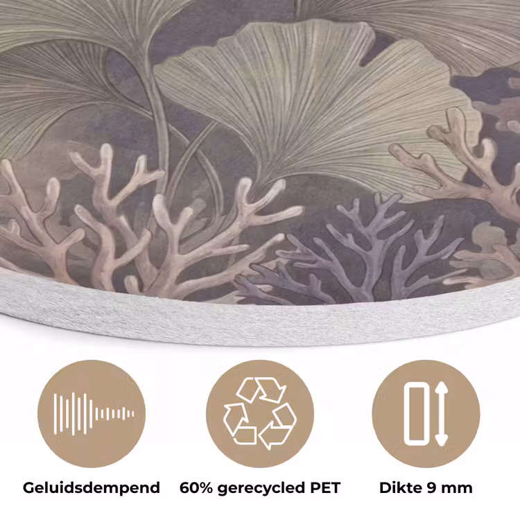 Plant - Bladeren - Zee - Illustratie - Groen Akoestische PET Vilt - Rond klein -closeup_NL