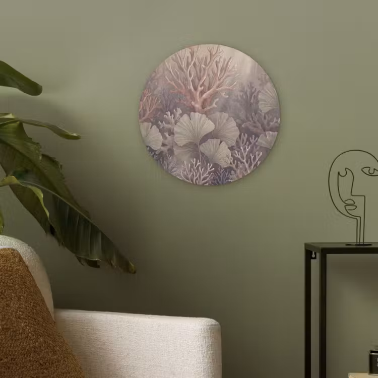 Plant - Bladeren - Zee - Illustratie - Groen Akoestische PET Vilt - Rond klein -sfeer2
