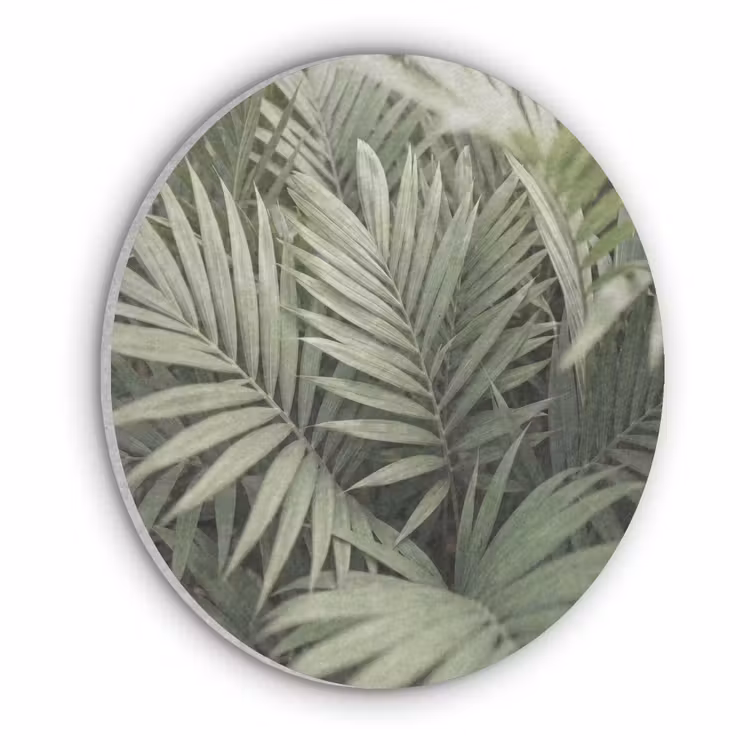 Plant - Palmbladeren - Natuur - Groen Akoestische PET Vilt - Rond klein -3d