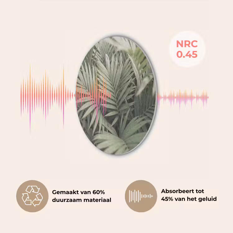 Plant - Palmbladeren - Natuur - Groen Akoestische PET Vilt - Rond klein -USP_NL